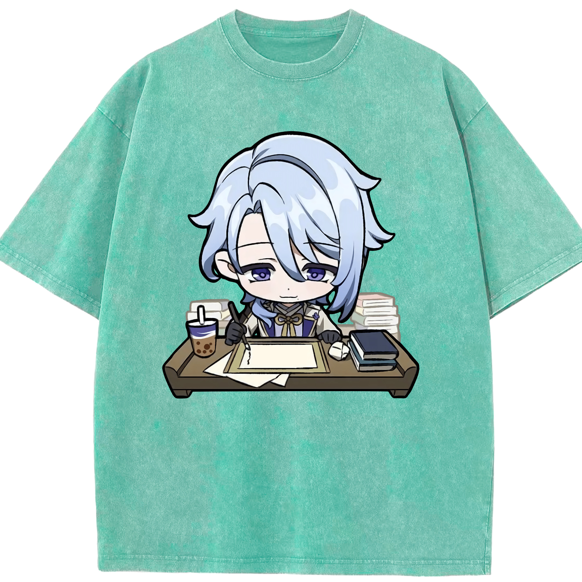 げんし神 神里綾人 かみさとあやと genshin Kamisato Ayato 綿100% ヴィンテージ風 半袖Tシャツ（フロントプリント）